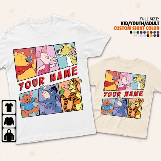 Personalized Retro Winnie The Pooh Piglet Eeyoe Tigger Disney Shirt, Disney Family Matching Shirt