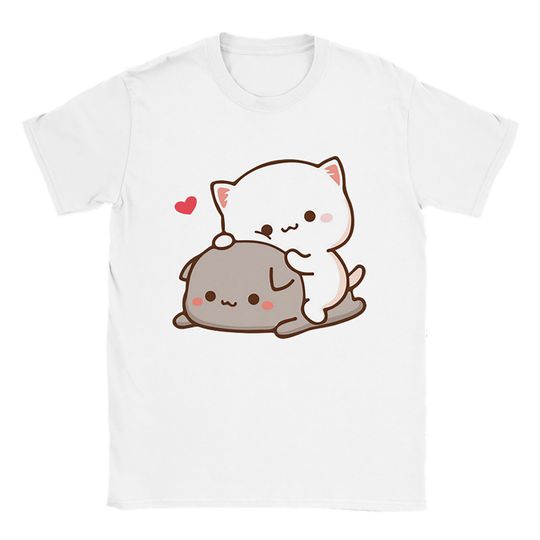 Cute Kitty Kawaii Romantic Peach Cat Goma Mochi Tshirt, Cute Gift For Lovers, Couple Gifts