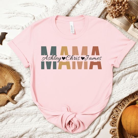 Custom Mama Shirt, Mothers Day Shirt, Custom Mom Shirt With Kids Names