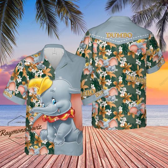 Dumbo Hawaiian Shirt, Dumbo Elephant Summer Shirt, Dumbo Beach Shirt