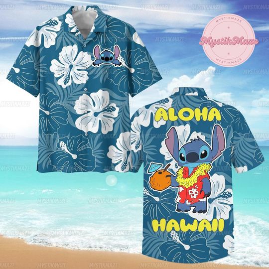 Stitch Button Shirt, Lilo Stitch Vacation Shirt, Stitch Disney Summer Shirt