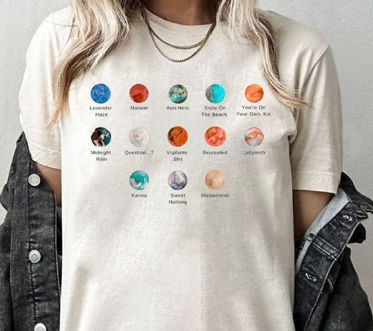 Discover Midnights Color Palette Taylor T-Shirt, Eras Concert T Shirt