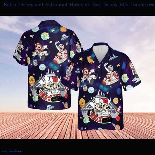 Retro Disneyland Astronaut Hawaiian Set Disney 80S Tomorrowland Shirt