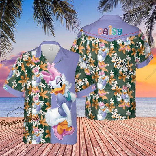 Daisy Duck Hawaiian Shirt, Daisy Duck Button Shirt, Disney Duck Summer Shirt