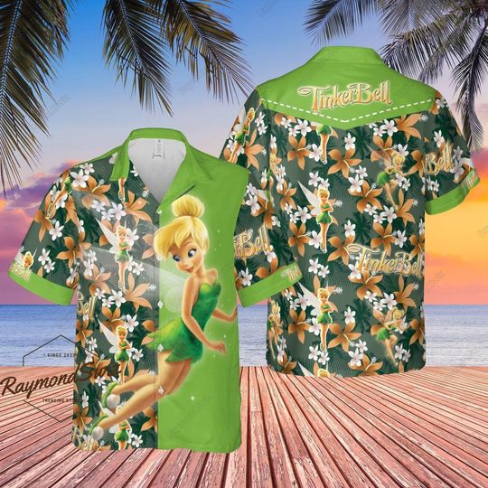 Tinker Bell Hawaiian Shirt, Tinker Bell Button Shirt, Tinkerbell Summer Shirt
