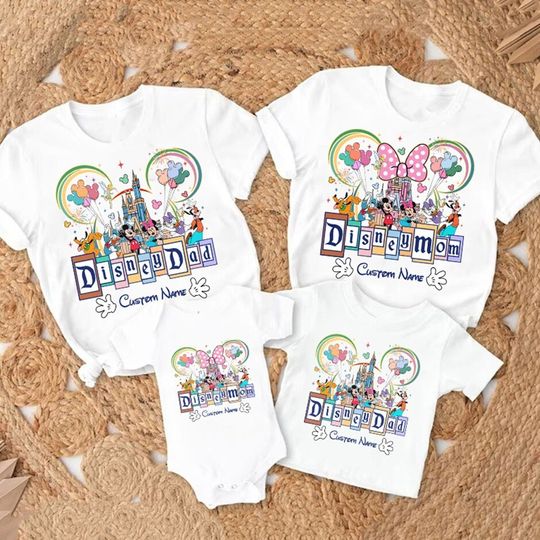 Personalized Mickey and Friends DisneyMom Shirt, Custom DisneyDad Shirt,