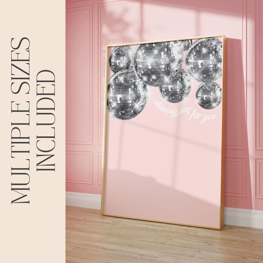 Mirrorball Pink Y2K Poster | Printable Wall Art