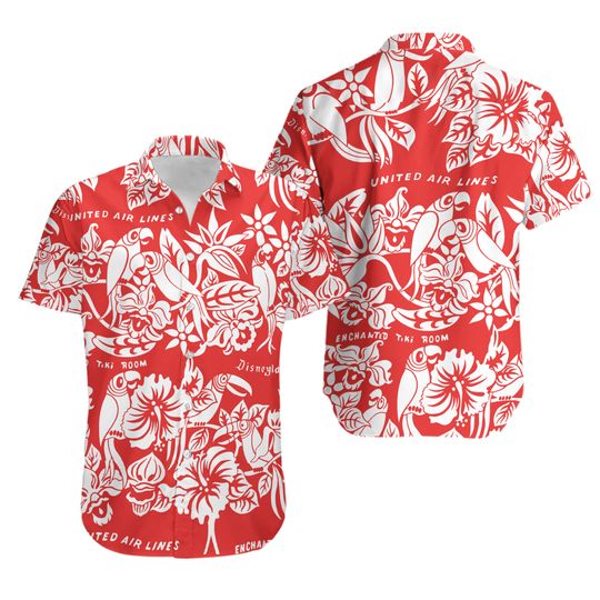 Disney's Enchanted Tiki Room United Airlines 1960s Hawaiian Shirt