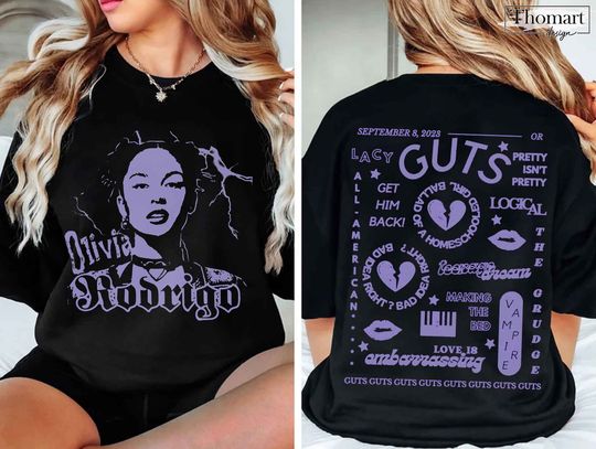 Olivia Rodrigo Guts Tour 2024 Shirt, Olivia Rodrigo Double Sided Shirt