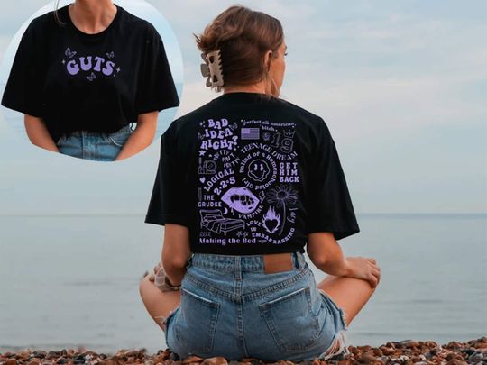 Discover Olivia Rodrigo Guts Tour 2024 Shirt, Olivia Rodrigo Double Sided Shirt