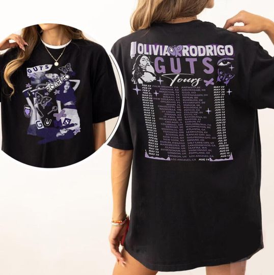 Olivia Rodrigo Guts Tour 2024 Shirt, Olivia Rodrigo Double Sided Shirt