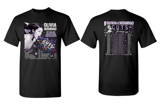 Discover Olivia Rodrigo Guts Tour 2024 Shirt, Olivia Rodrigo Double Sided Shirt