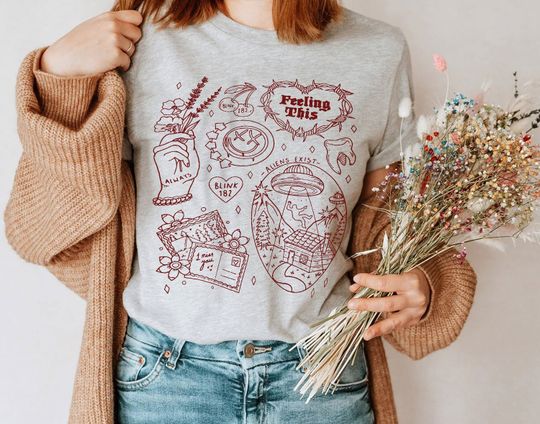 B182 Doodle Art Shirt, B182 Shirt, B182 Vintage Lyric Album Shirt