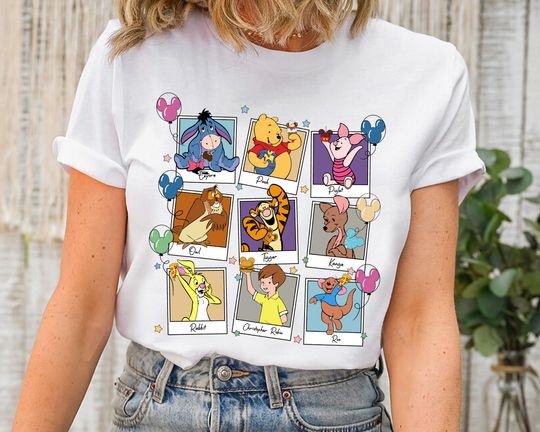 Discover Disney Winnie The Pooh Polaroid Portrait T-Shirt, Piglet Pooh Eeyore
