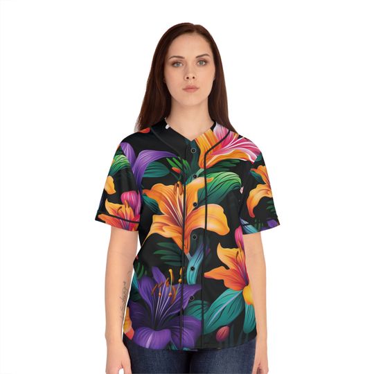 Discover Lily Floral Women's Baseball Jersey - Stylish Sportswear