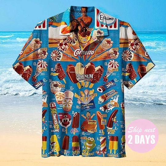 Ice Cream Hawaiian Shirts 3d Printed Men's Kid's Hawaiian Shirt
