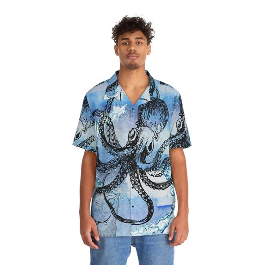 Discover Button down shirt octopus , Men Short Sleeve shirt, Hawaiian Shirt