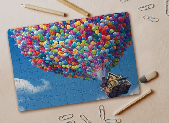 Carl and Ellie Jigsaw Puzzles, Family Game Night, Disney Up House Balloons