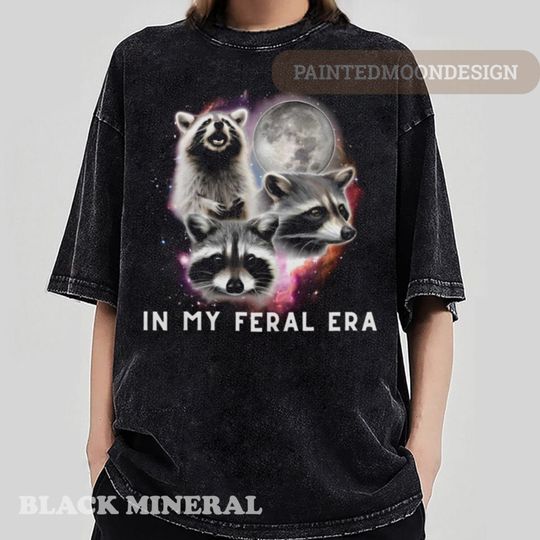 Discover In My Feral Era Racoons howling at the Moon T Shirt