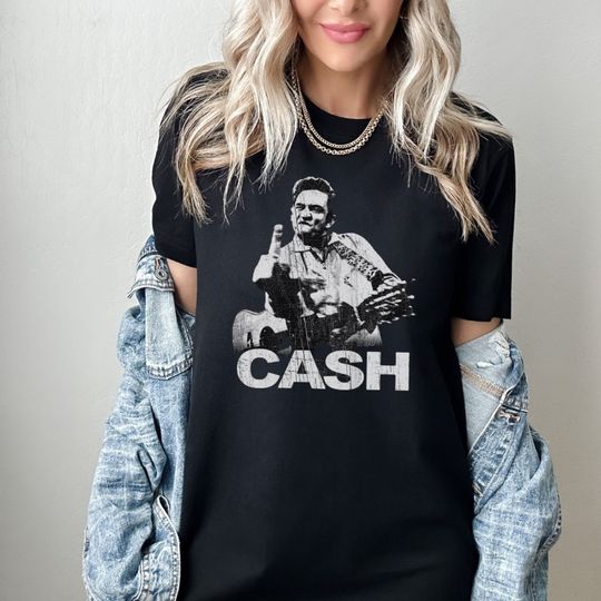 JOHNNY CASH T Shirt Tee Tshirt Shirt 1980s Rock Vintage