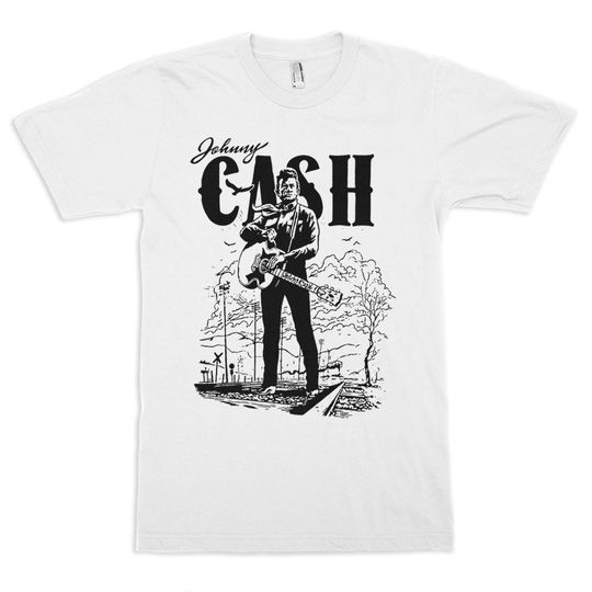 Johnny Cash Art T-Shirt / Men's Women's Sizes / Cotton Tee