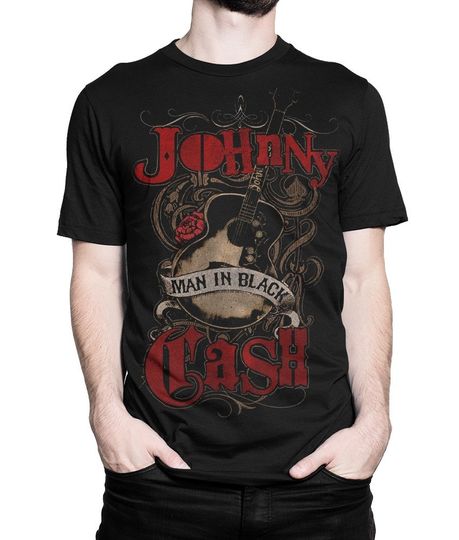 Johnny Cash Man In Black T-Shirt