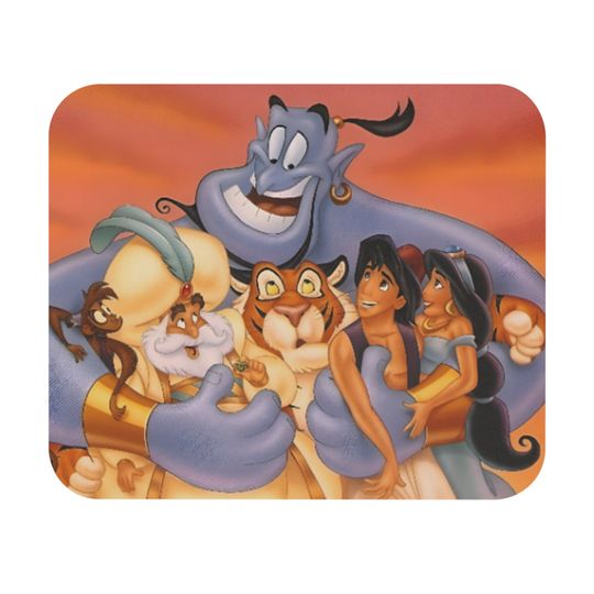 Disney Aladdin featuring Genie, Aladdin, Jasmine, Abu, Rajah and the Sultan Mouse Pad