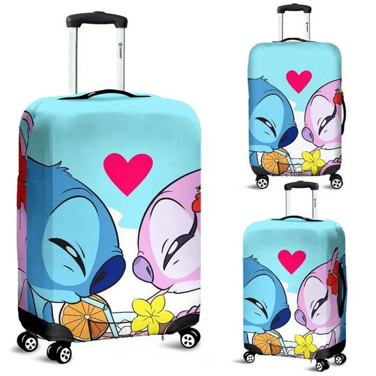 Disney Stitch And Angel Cute Couple Luggage Cover