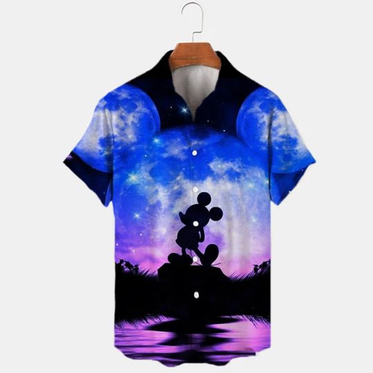 Discover Disney Mickey Moon Hawaiian Shirt, Vacation Gifts Ideas