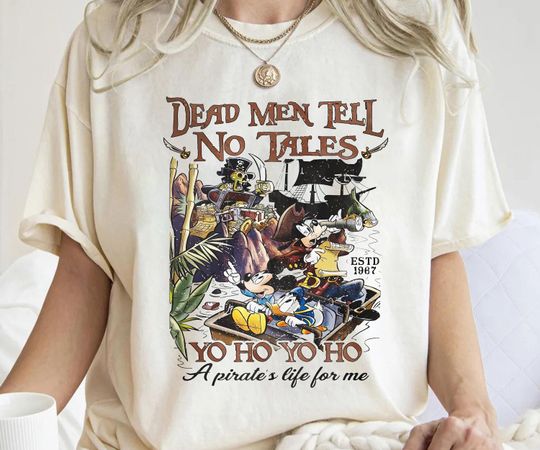 Disney Pirates of the Caribbean Dead Men Tell No Tales Shirt, Mickey and Friends Vintage Shirt