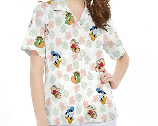 The Three Caballeros Panchito Jos Donald Aloha Floral Hawaiian Shirt