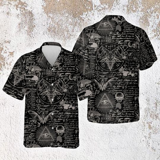 Discover Goth Hawaiian Shirt, Occultism Satanic Goth Shirt, Satan Hawaiian Shirt