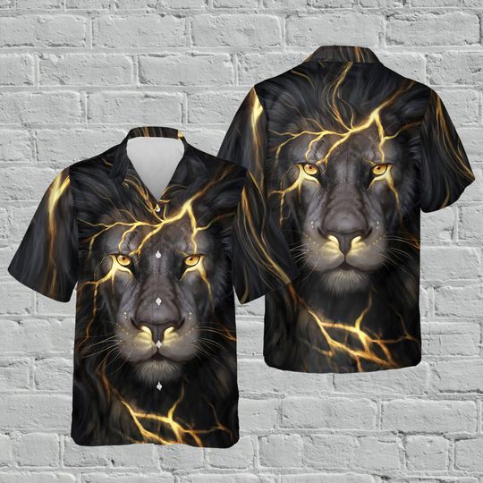 Lion Face Hawaiian Shirt, Wild Lion Shirt, Animal Lover Shirt