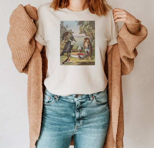 Bird Picnic Tshirt, Vintage Graphic Shirt, Bird T Shirt