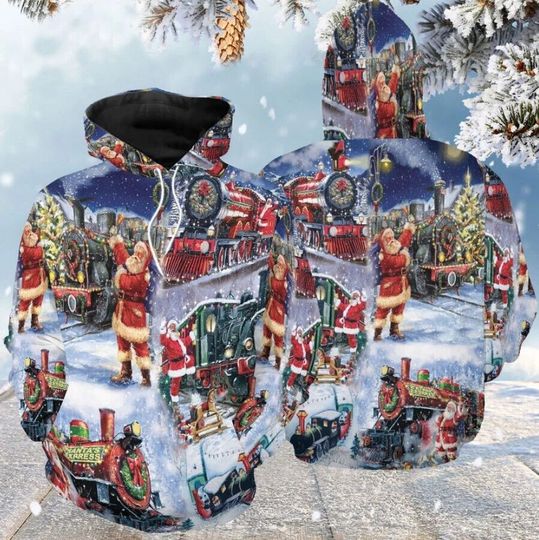 Discover Train To Christmas Unisex 3D Hoodie, All Over Printed 3D Hoodie