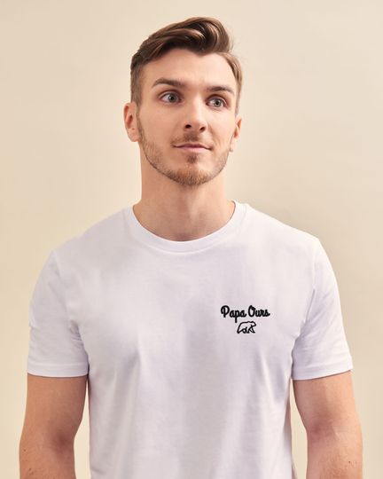 Discover Men Embroidered "Papa Ours" T-Shirt, Men Personalized T-Shirt