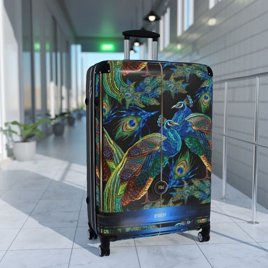 Discover Blue Peacocks Vacation Suitcase