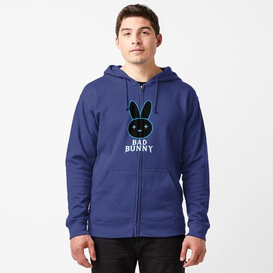 Bad Bunny Black & Blue Zipped Hoodie