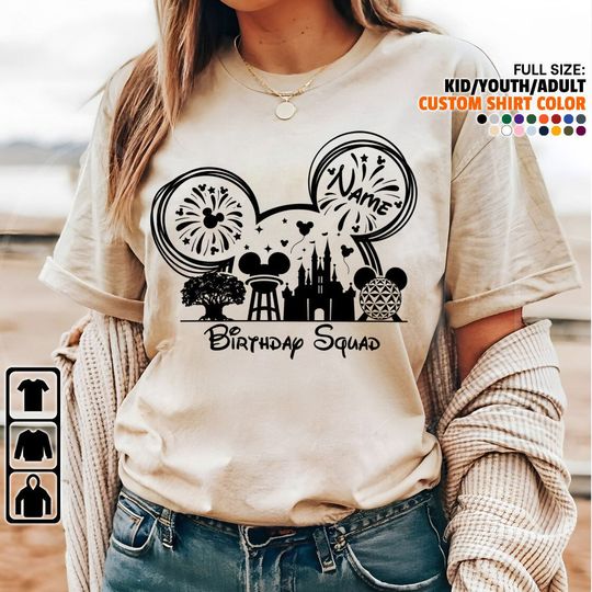 Custom Disney Trip 2024 birthday Squad Unisex T-Shirt, Mickey And Friends Tee