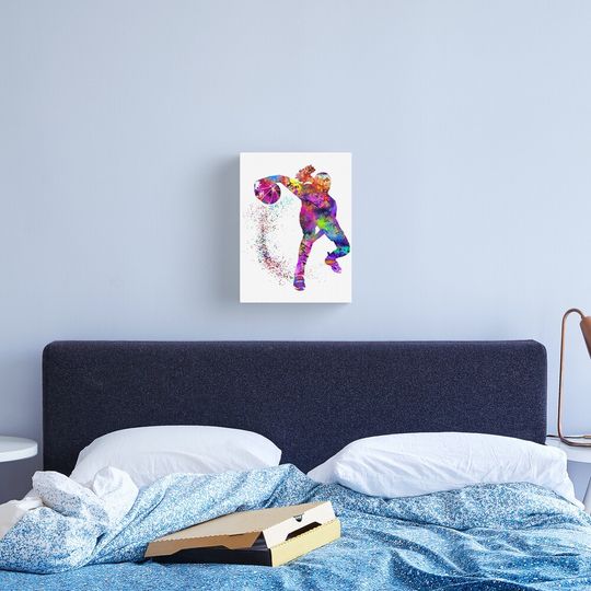 Discover Basketball girl, watercolor basketball girl Canvas