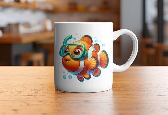 Discover Cute Clownfish Snorkeling Mug Best Gift for Ocean Enthusiasts Perfect Mothers Day Gift Ideal for Birthdays Funny Coffee Cup Ceramic Mug