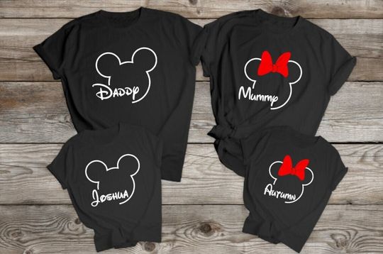 Discover Matching Family Disney T shirts Black personalised names Mickey Minnie