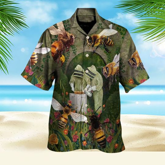 Discover Bee Alert Beekeeper Vintage Style Hawaiian Shirt, Casual Shirt, Short Sleeves Shirt