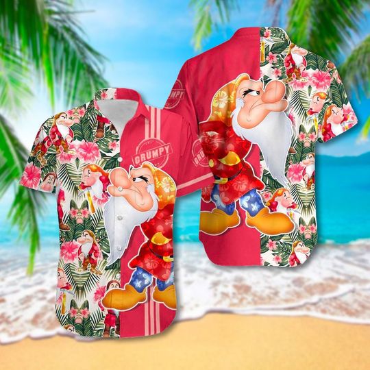 Discover Grumpy Dwarf 3D All Over Printed Hawaiian Shirt, Floral Dwarf Aloha Shirt