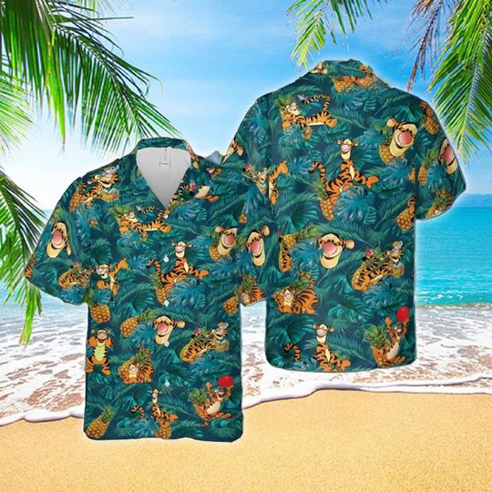 Discover Tropical Animated Tiger Character 3D All Over Printed Hawaiian Shirt