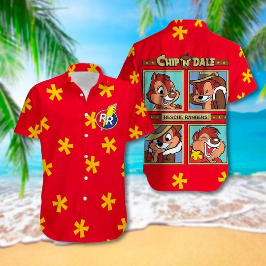 Chipmunk Couple Defective Agency Aloha Shirt, Cute Animated Chipmunks Hawaiian