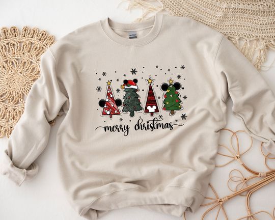 Disney Mickey and Minnie Mouse Christmas Tree Sweatshirt, Disney Family Sweatshirt