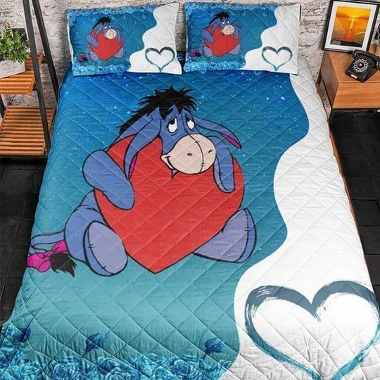 Eeyore Hugs Red Heart Love Eeyore Winnie The Pooh Fans 3D Bedding Set