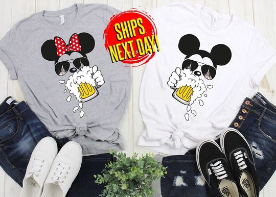 Mickey Beer, Minnie Beer, Disney Couple Shirt, Drinking Around the World Checklist