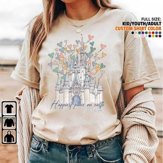 Discover Custom Happiest Place on Earth Unisex T-Shirt, Disney Retro Castle shirt